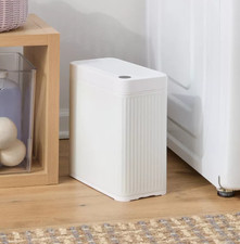 10L Stainless Steel Motion Sensor Trash Can - White Slim Automatic Waste Bin