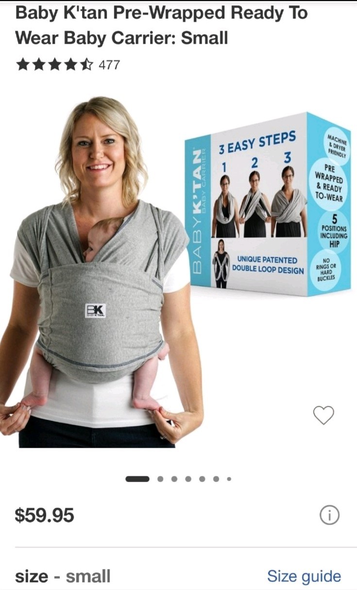 Baby Ktan Original Carrier Heather Grey Small