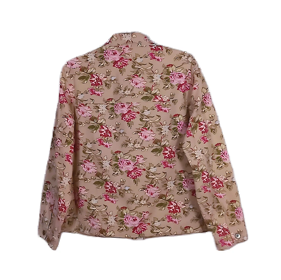 Chaqueta De Colección Elisabeth Liz Claiborne Mujer Talla 1X 1XP Rosa Floral Denim Botón Foto 3 de 4