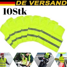 10x Warnwesten Unfallweste Neon Gelb Auto Warnweste Sicherheits Weste KFZ Vest