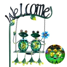 Solar Lights Outdoor Waterproof, Frog Swing Garden Decor, Frog Decorative Sta...