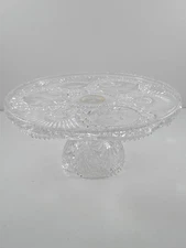 Vintage Crystal Hofbauer Brydes Pedestal Cake Dessert Plate Stand Germany 12"