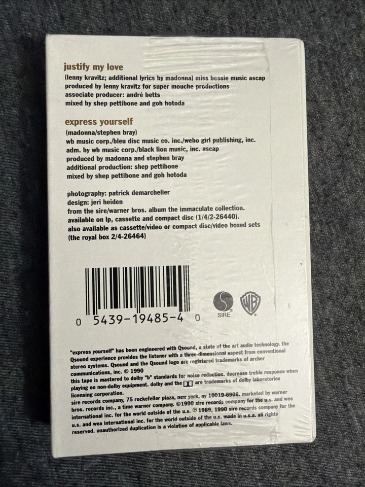 MADONNA - 'Justify My Love' Cassette Tape Single Cassingle 1990 Factory Sealed - Image 2 of 2