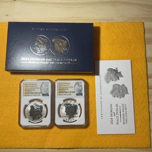 2pc Set - 2024-S Reverse Proof $1 Morgan and Peace Silver Dollar NGC PF70