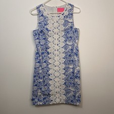 Lilly Pulitzer Sheath Dress Melani Coastal Blue Fancy Feet Size 2 Lace Preppy