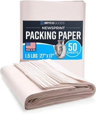 Newsprint Packing Paper Sheets for Moving - 1.5Lb - 50 Sheets of Newspaper Paper