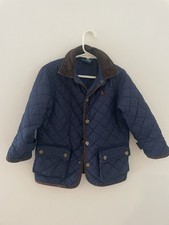 Polo Ralph Lauren Kids Navy Blue Quilted Barn Jacket 2T Corduroy Trim Snap Front