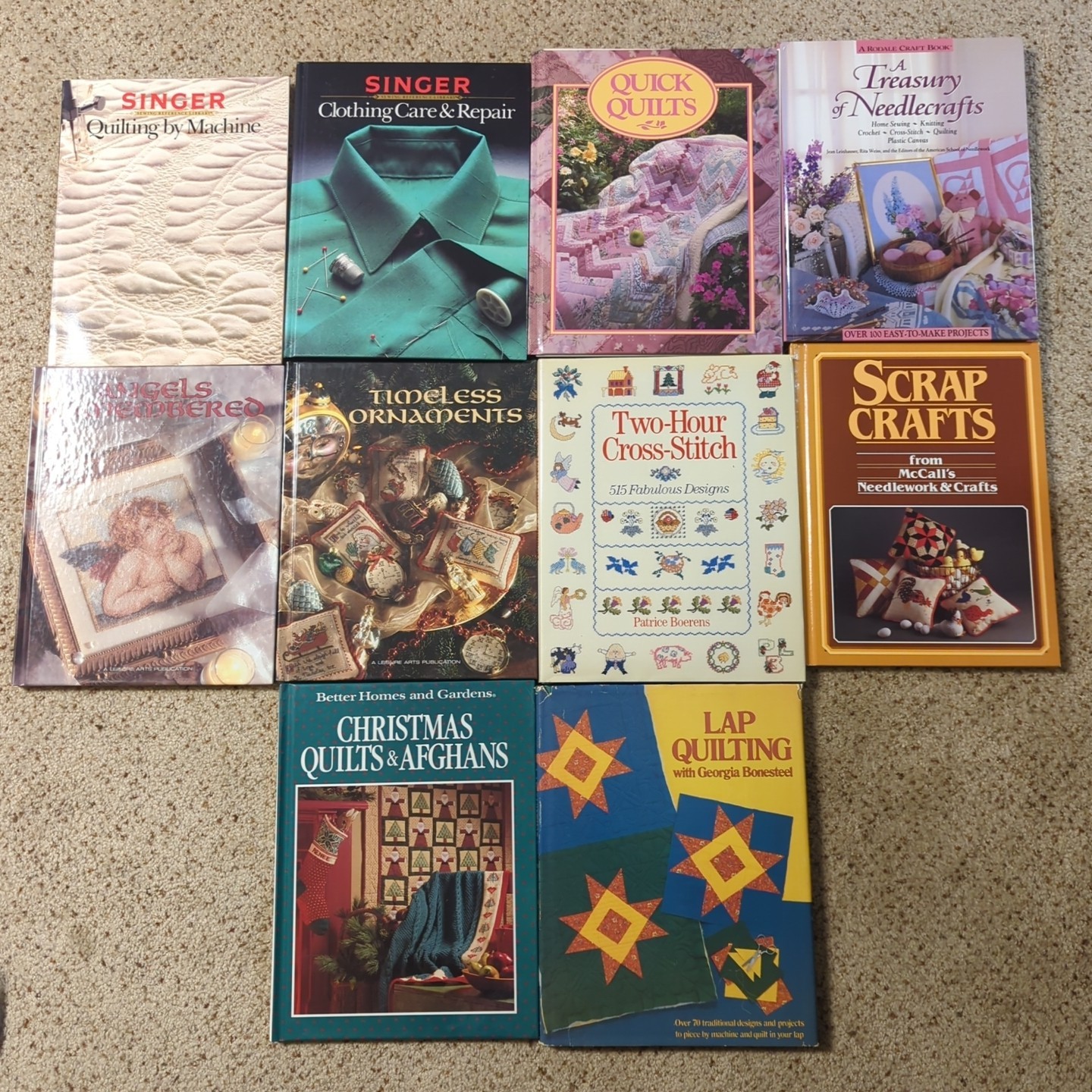 Vintage Lot 10 Quilting Sewing Cross-Stitch Craft Books Singer BHG McCall's