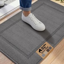 GORILLA GRIP Indoor Door Mat, Rubber Backing Entry Rug 35x22, Gray