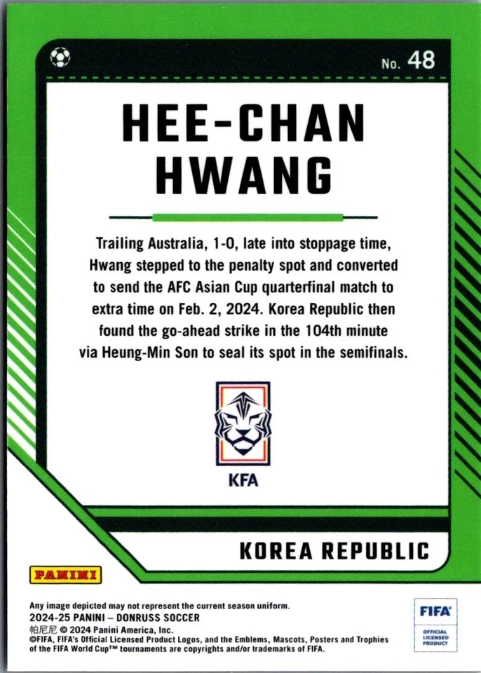 2024 Donruss Soccer Optic Hee-chan Hwang Korea #48 - Image 2 of 2