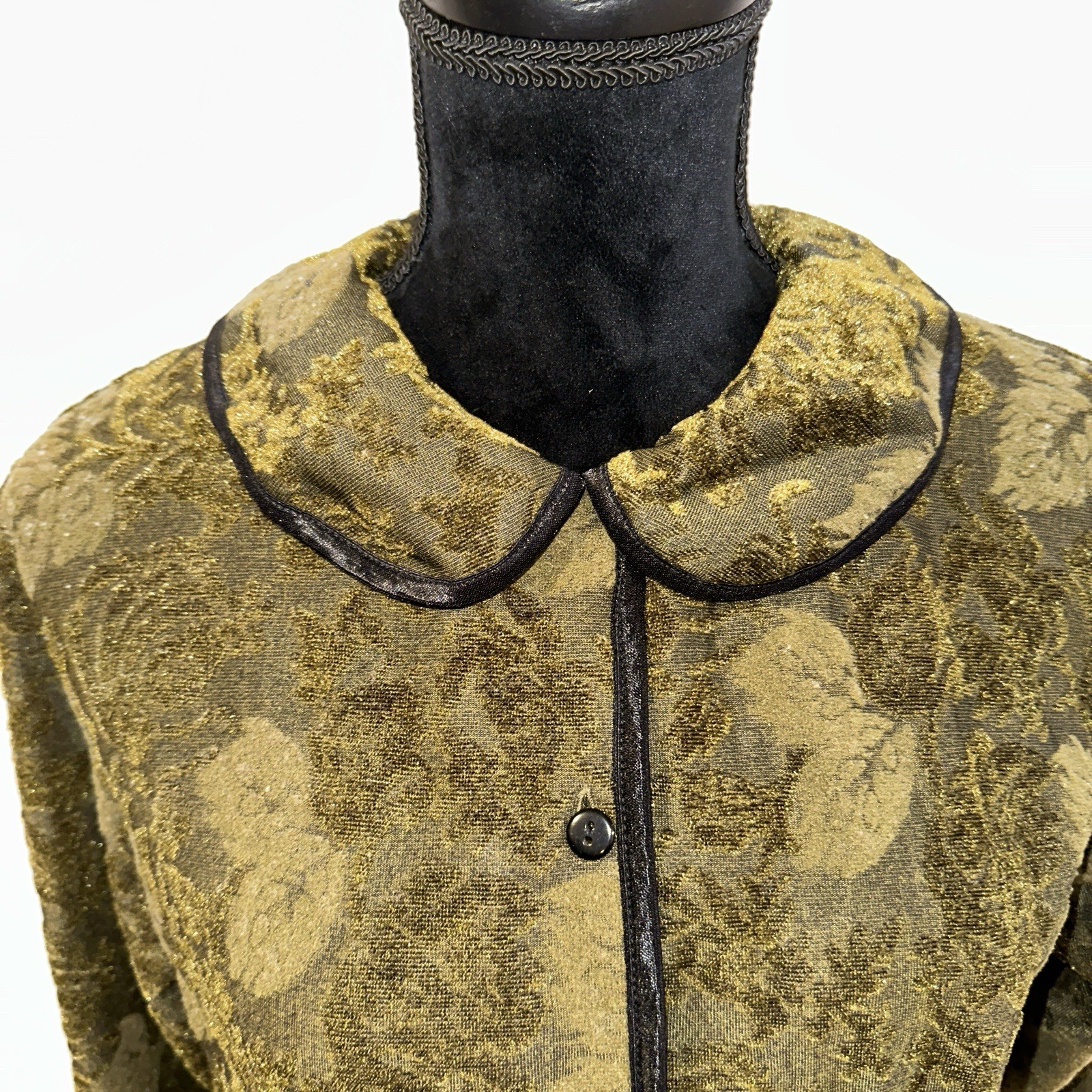 Vue Point Vtg Green Leaf Print Jacket Size M Pete… - image 3