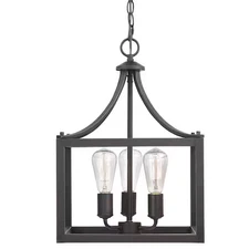 NEW Hampton Bay Boswell Quarter 14 in. 3-Light Distressed Black Farmhouse Square