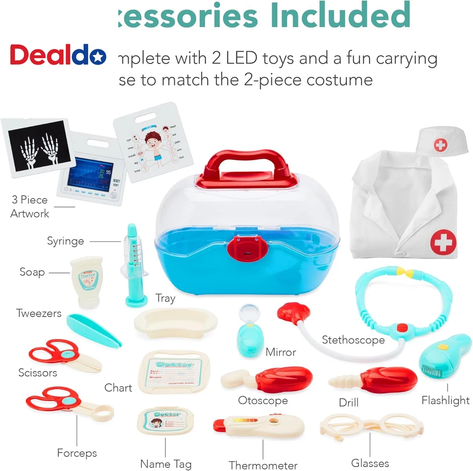 Pretend Play Doctor'S Office, Wooden Medical Center Toy Set for Kids W/Carrying  - Image 3 of 4