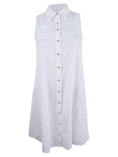 Calvin Klein Women's Sleeveless Textured Shirtdress (8, White) 190466826891