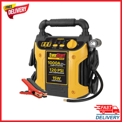 EverStart Maxx 1000 Peak Amp Jump Starter 120 PSI Air Compressor LED 3X USB Port