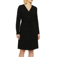 Old Navy Dress Ponte Utility V Neck Long Sleeves Black Womens Size Medium