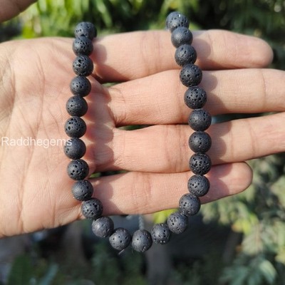 Natural Lava Rock Necklace for Men Necklace, 8mm Round Beaded Necklace Lava Bead