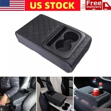 Leather Car Armrest Cushion Pad Center Console Storage Box Protector Cup Holder