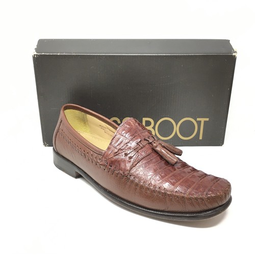 Herren Messing Stiefel Slipper Halbschuhe Elegant Schuhe Größe 9,5 Braun Echt Alligator