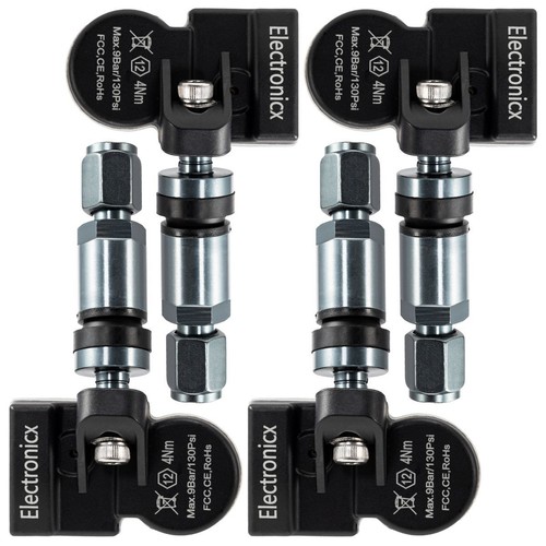 4 Tire Pressure Sensors RDKS Sensors Metal Valve Gunmetal for Chrysler Town & Co