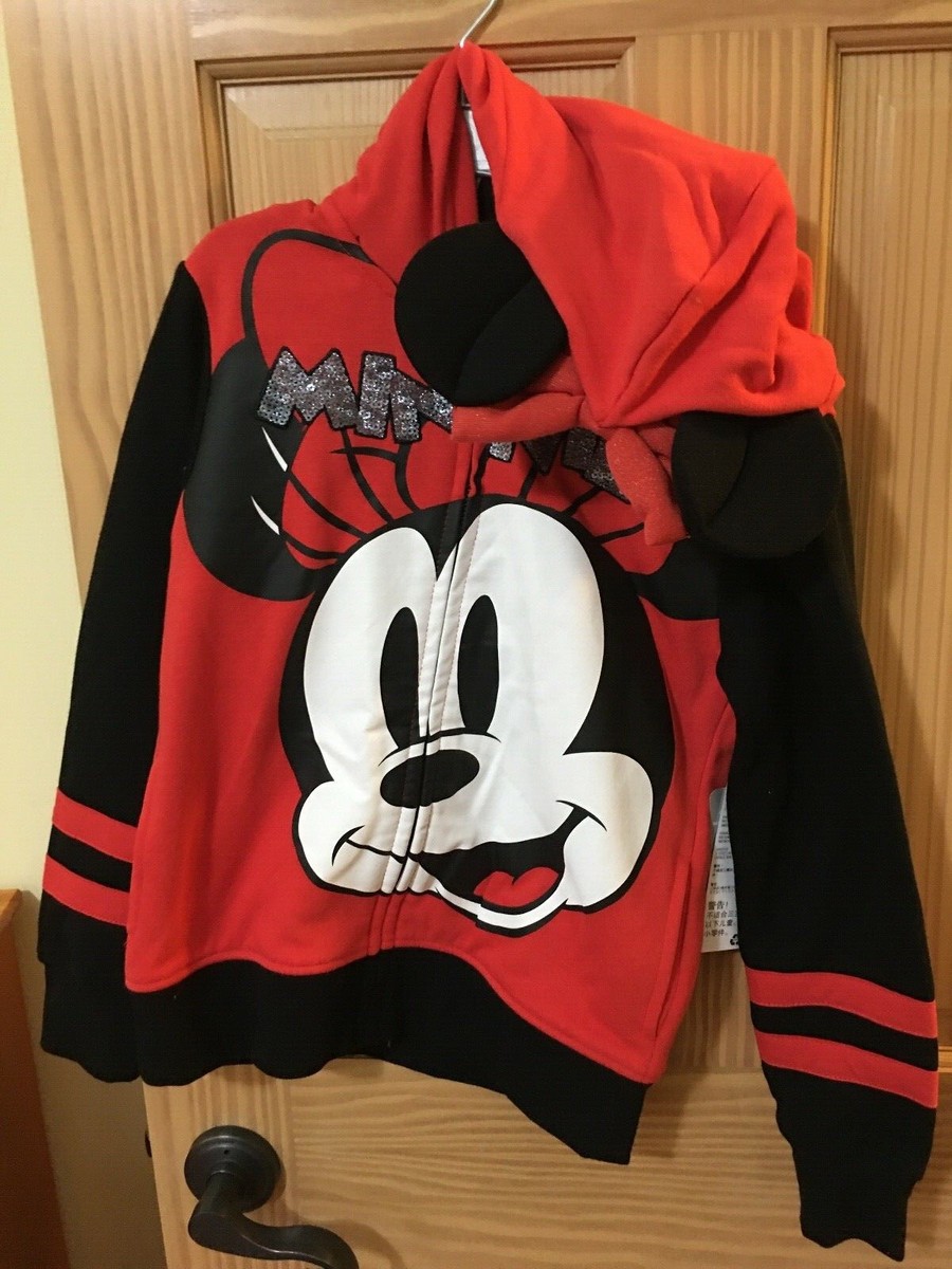 NWT Disney Store Minnie Mouse Hoodie Jacket Girl sweatshirt Red