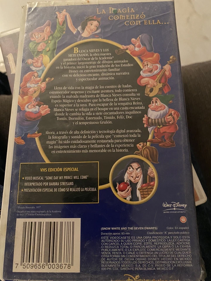 Disney Snow White & Seven Dwarfs Blanca Nieves VHS Spanish - Image 2 of 4