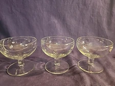Vintage Clear Heavy Glass Ice Cream Sundae Bowl/ Dish 3.5 x 3.5 inches Set of 3