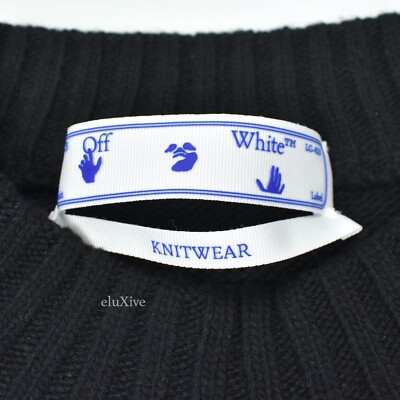 NWT $850 Off-White Color Block Logo Knit Sweater Black Yellow