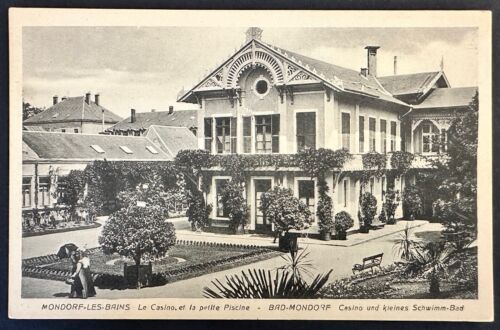 Luxembourg Souvenir Postcard WWI Mondorf-les-Bains Casino & Small Pool - Picture 1 of 3
