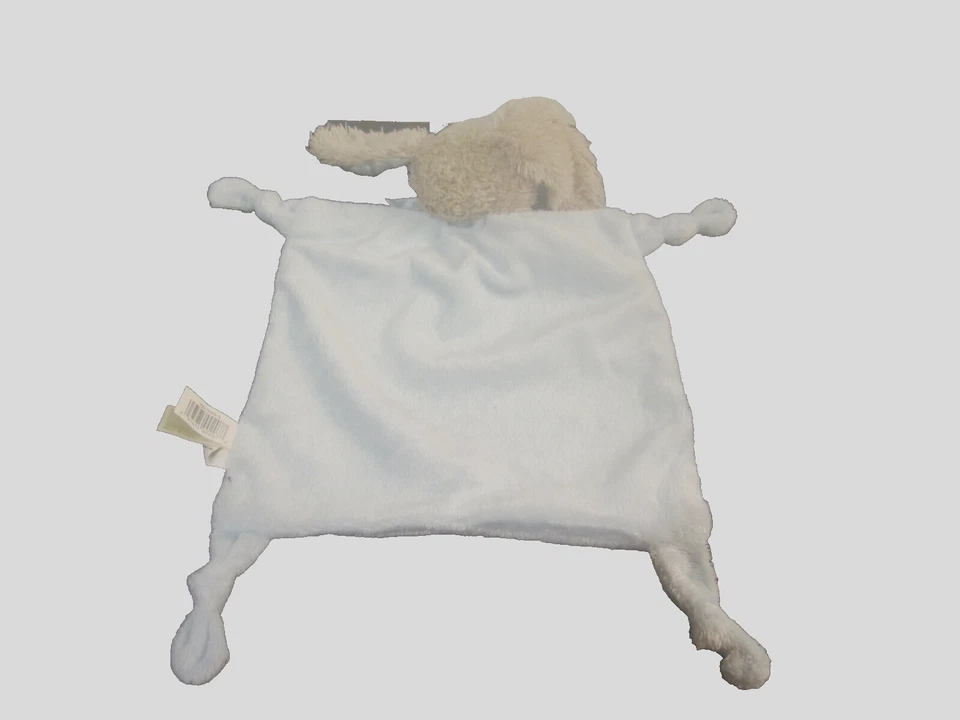 Knotted Knots Dan Dee 13" Plush Baby Blanket Blue Bunny Rabbit Rattle Lovey - Image 2 of 2