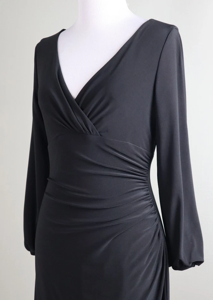 LAUREN RALPH LAUREN $129 Slinky Stretch Slit Open Sleeve Dress Size 6 Petite - Image 2 of 4