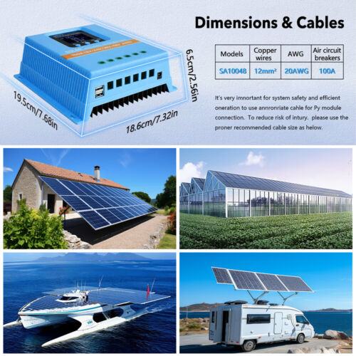 60A 80A 100A MPPT Solar Regler 12V 24V 36V 48V Solar Laderegler Controller + LCD - Bild 10 von 18