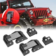Black Aluminum Hood Locking Latch Catch Kit For Jeep Wrangler JK JKU 2007-2018