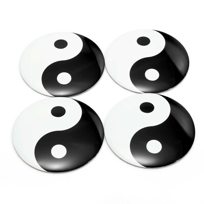 4pc 56.5mm 2.22'' Wheel Center Cap Sticker Decal Yin Yang Embed