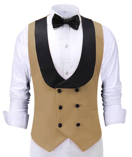 Men's Shawl Collar Vest Double Breasted Slim Prom Blazer Tops Waistcoat Waitress - Bild 6 von 42
