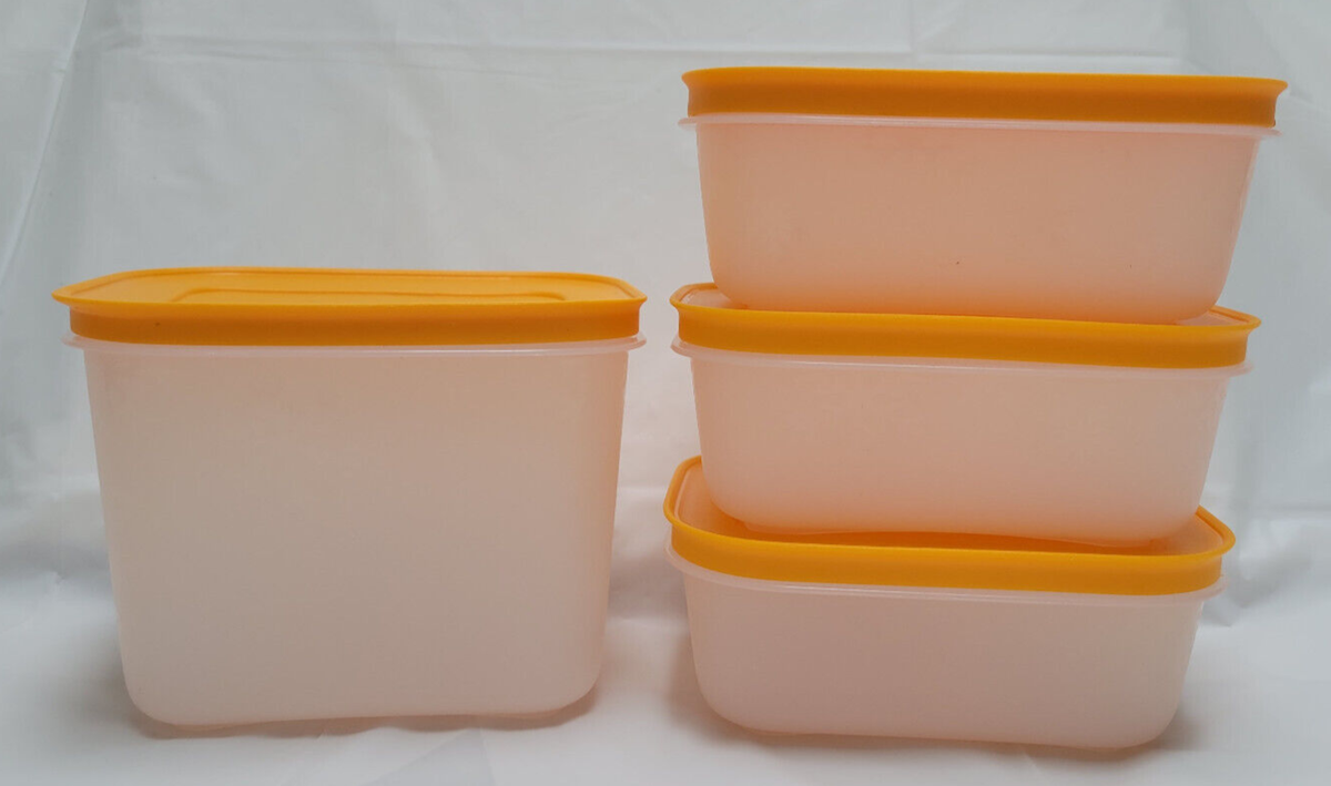 Lot of Tupperware Freezer Mate (3) 7867 and (1) 7871 w/ Orange