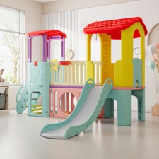 Outdoor Play Center Kid's Slide Play House Outdoor   Plastic Slide PlaygroundSet