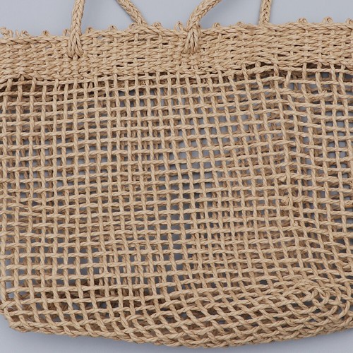 Khaki Knitted Pouch Handmade Straw Weaving Bag Hallow Out Shoulder Bag Summer - Picture 6 of 11