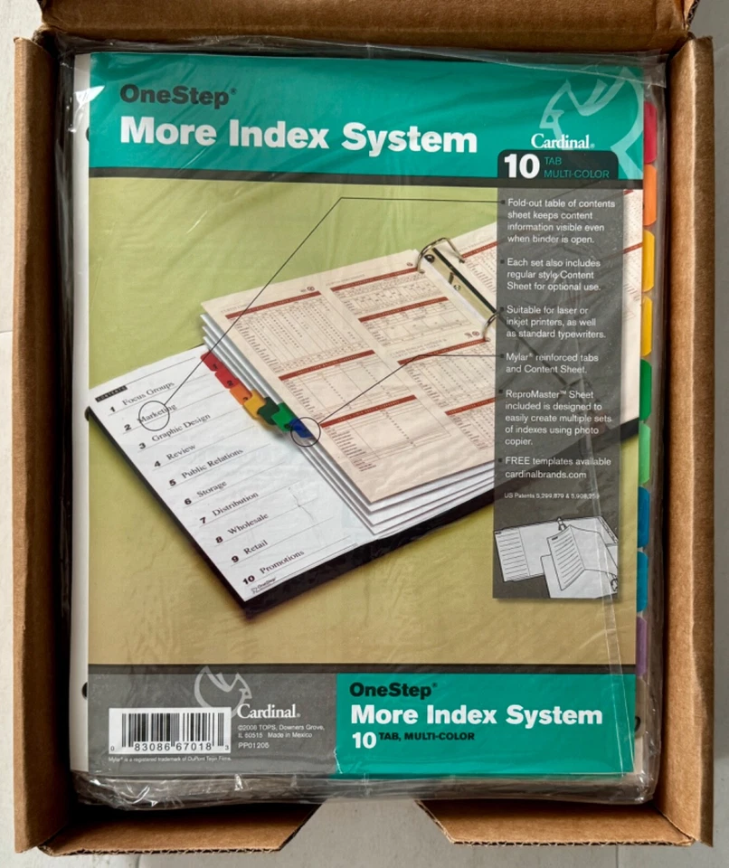Cardinal One Step Index System 1-10 Numbered Tab Multi Color 24 Sets Lot (67018) - Image 2 of 4