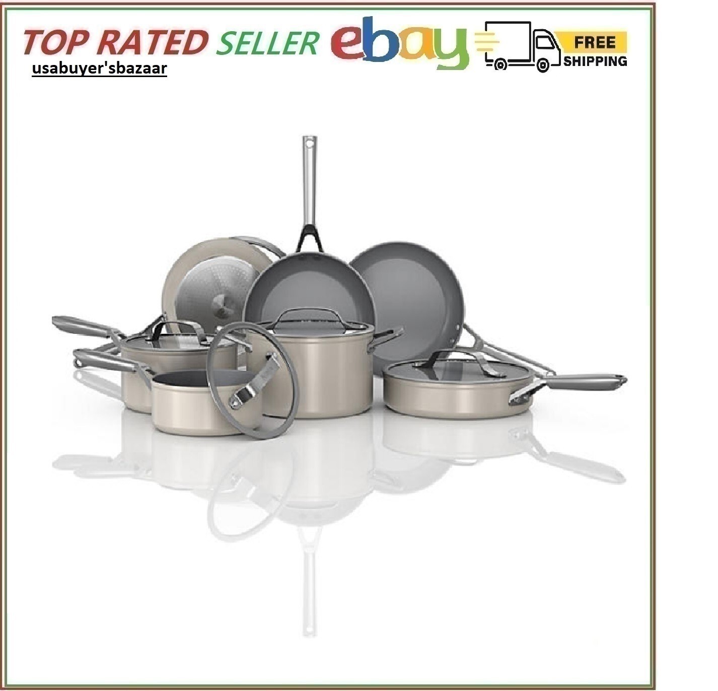 Ninja NeverStick Ceramic Pro 12-Piece Nonstick Stone Cookware Set-image