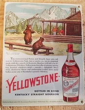 Yellowstone vintage Kentucky bourbon label ad reproduction steel sign bar decor
