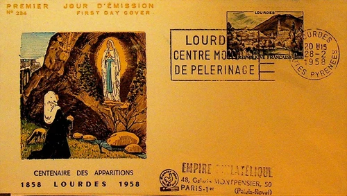 Bernadette at Lourdes France First Day Cover 1958