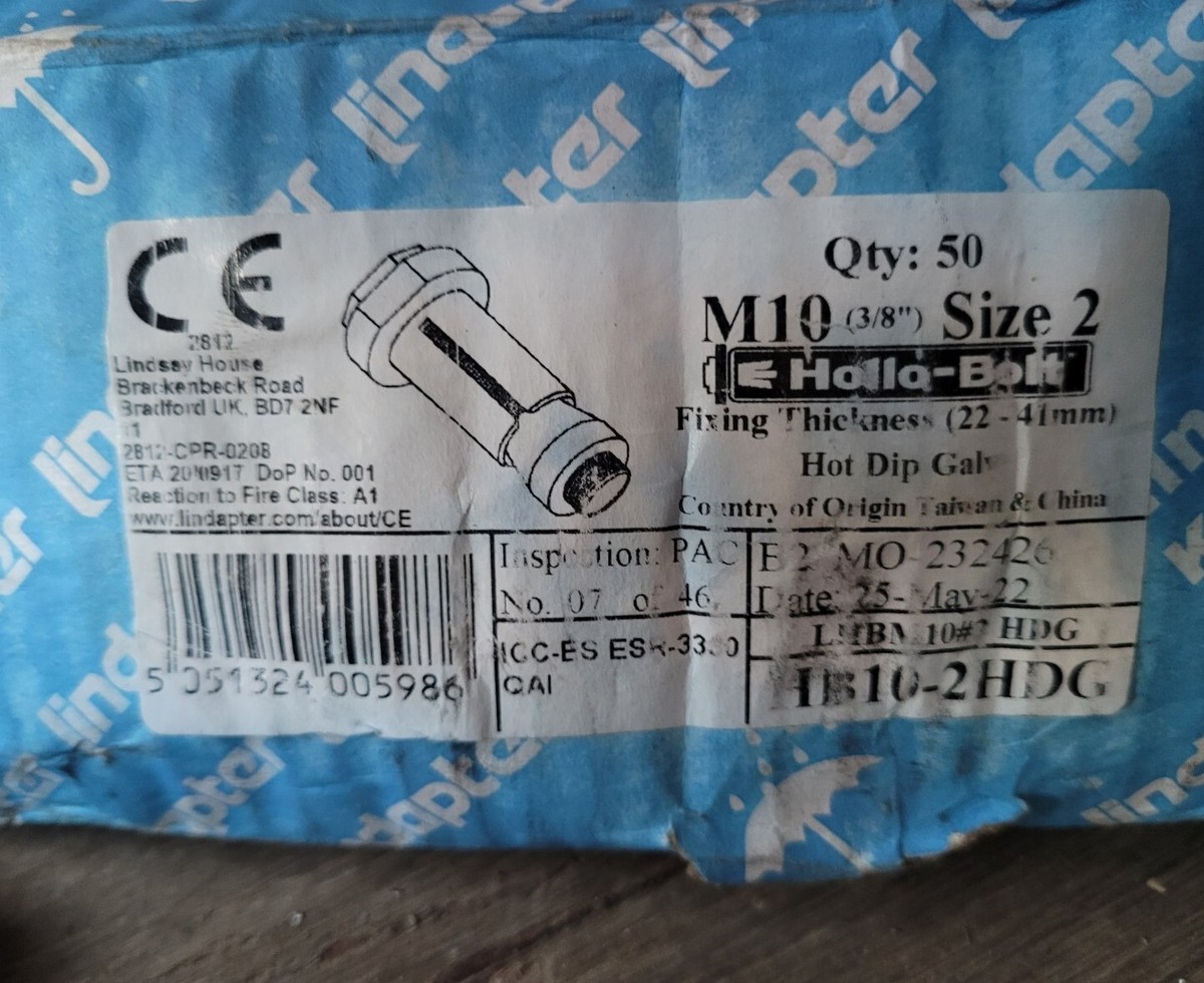 5)Lindapter Hollo-bolt Box Bolt 3/8