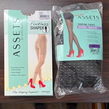 Spanx Assets Sz 5 Shaping Tights Black, Mid Thigh Black & Nude Sz 6 Footless New