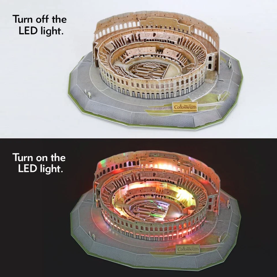 Colosseum 185pcs LED Architecture 3D Model DIY Puzzle Hobby Building Kit - Image 4 of 4