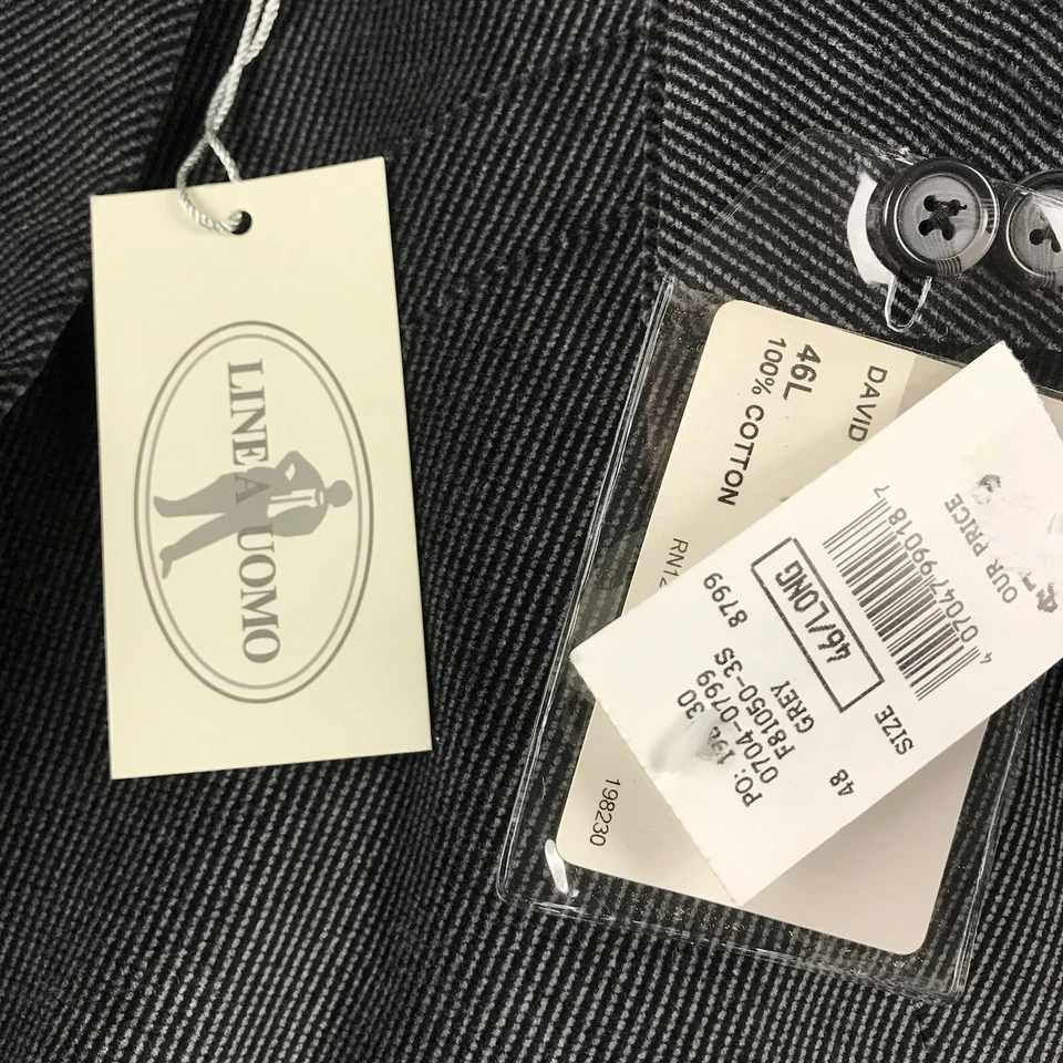 Blazer Linea Uomo Para Hombre 48 Regular Gris 100% Algodón Chaqueta Nuevo Con Etiquetas Foto 3 de 4