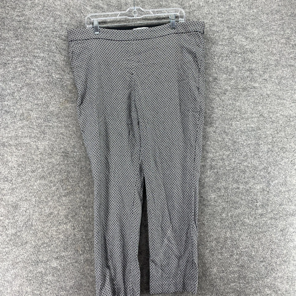 Liz Claiborne Pants Women 18 Plus Gray Geometric High Rise Flat Front Chino - Image 3 of 4