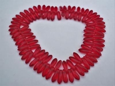 50  3 x 10 mm Czech Glass Daggers: Siam/Ruby
