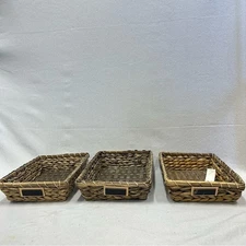 Set of 3 Farmhouse Chic seagrass woven baskets w/ chalkboard labels Hobby Lobby