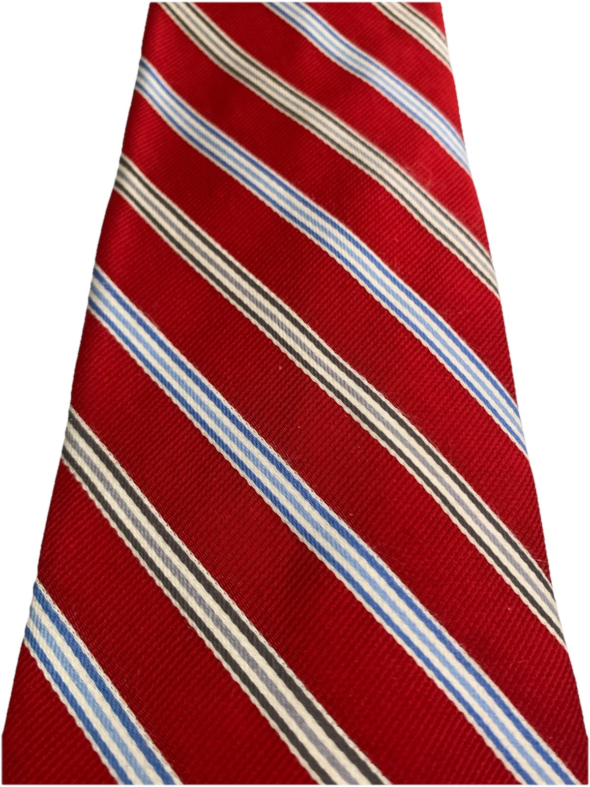 Brooks Brothers Men's Repp Striped Tie Red Blue Silk Woven England USA Nice!